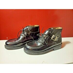 Fieramosca Black Leather Ankle Buckle Boots Womens 6 Vintage RARE Made in Italy